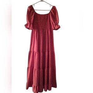 Red Polka Dot Tiered Maxi Dress - Smocked Bodice